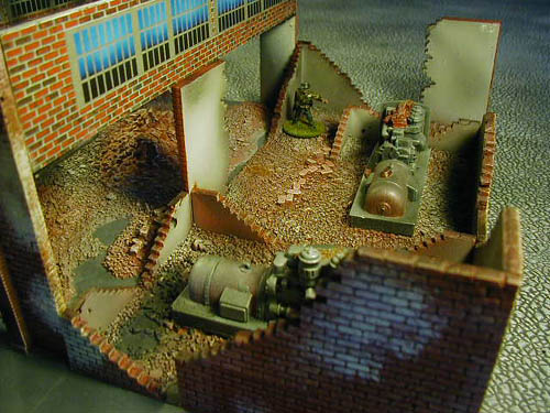 Ruined 2 story building WWII miniature gaming terrain