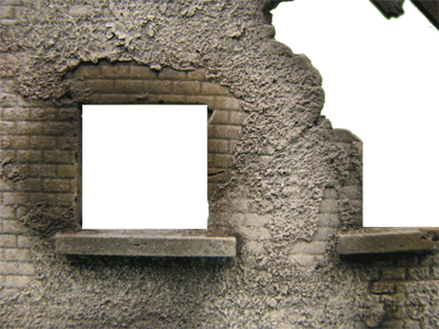 Closer lok at the Ruined Village Buildings