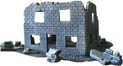 Ruined Stone Building WWII miniature wargaming buildings terrain