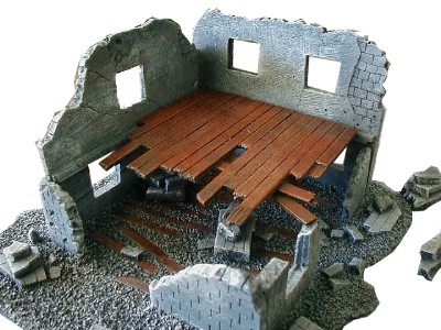 Ruined Stone Building WWII miniature wargaming buildings terrai